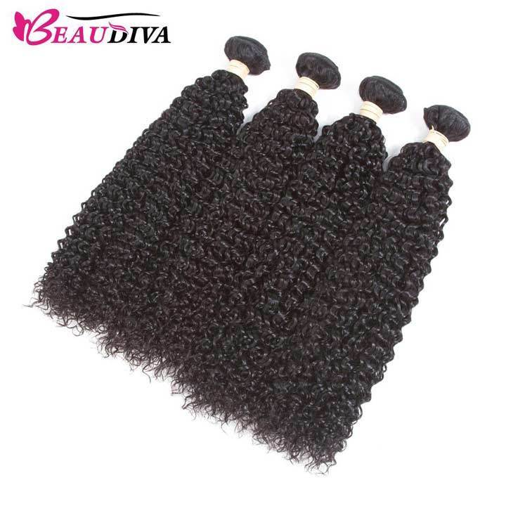 Beaudiva Hair Jerry Curly 4 Bundles Brazlian Virgin Unprocessed Hair