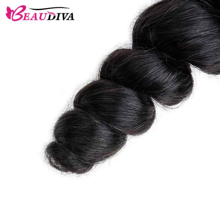 Beaudiva 10A Loose Wave Bundles 4 Bundles With Lace Closure Human Hair Weaves