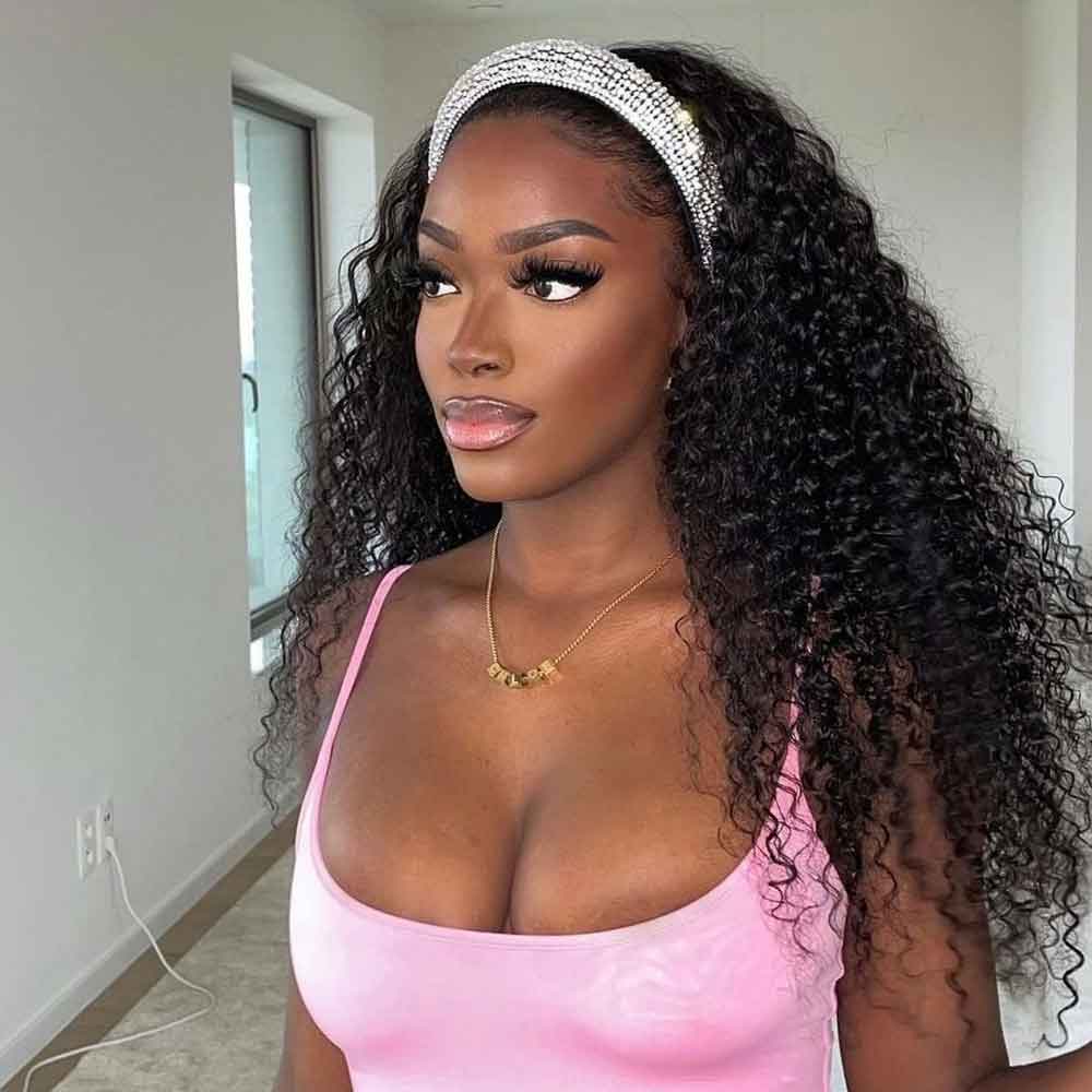 Beaudiva Deep Wave Headband Wig Human Hair Wig 100% Virgin Remy Human Hair