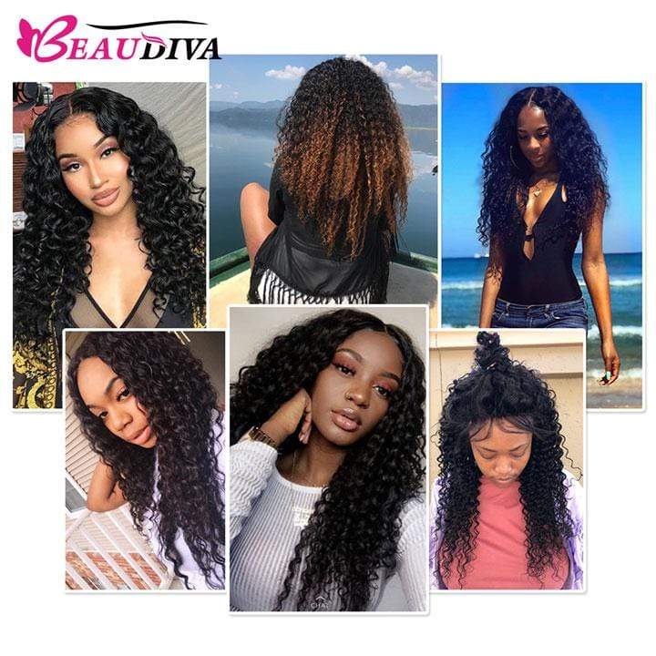 Beaudiva Deep Wave 4 Bundles With 13x4 Lace Frontal Virgin Remy Human Hair