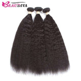 Beaudiva 10A Kinky Straight Human Hair Bundles 3 Bundles with 4x4 Lace Closure Brazilian Human Hair Weft