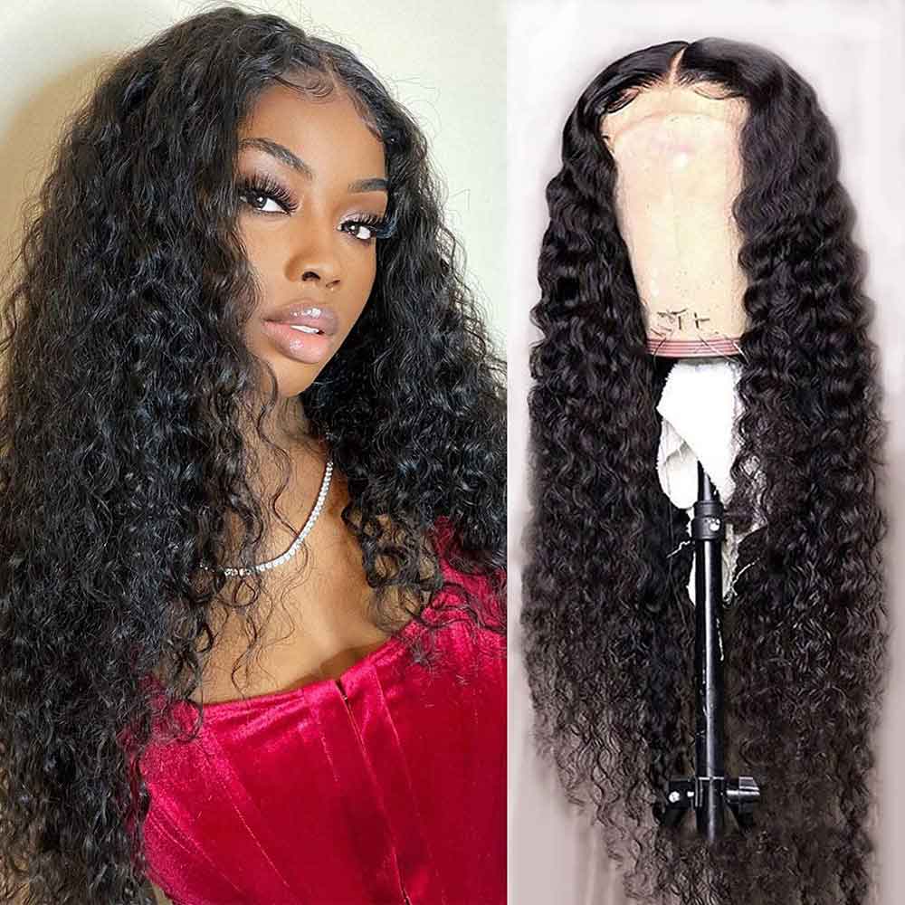 Beaudiva Water Wave 4x4 Lace Closure Wigs Human Hair Wig Pre Plucked With Baby Hair
