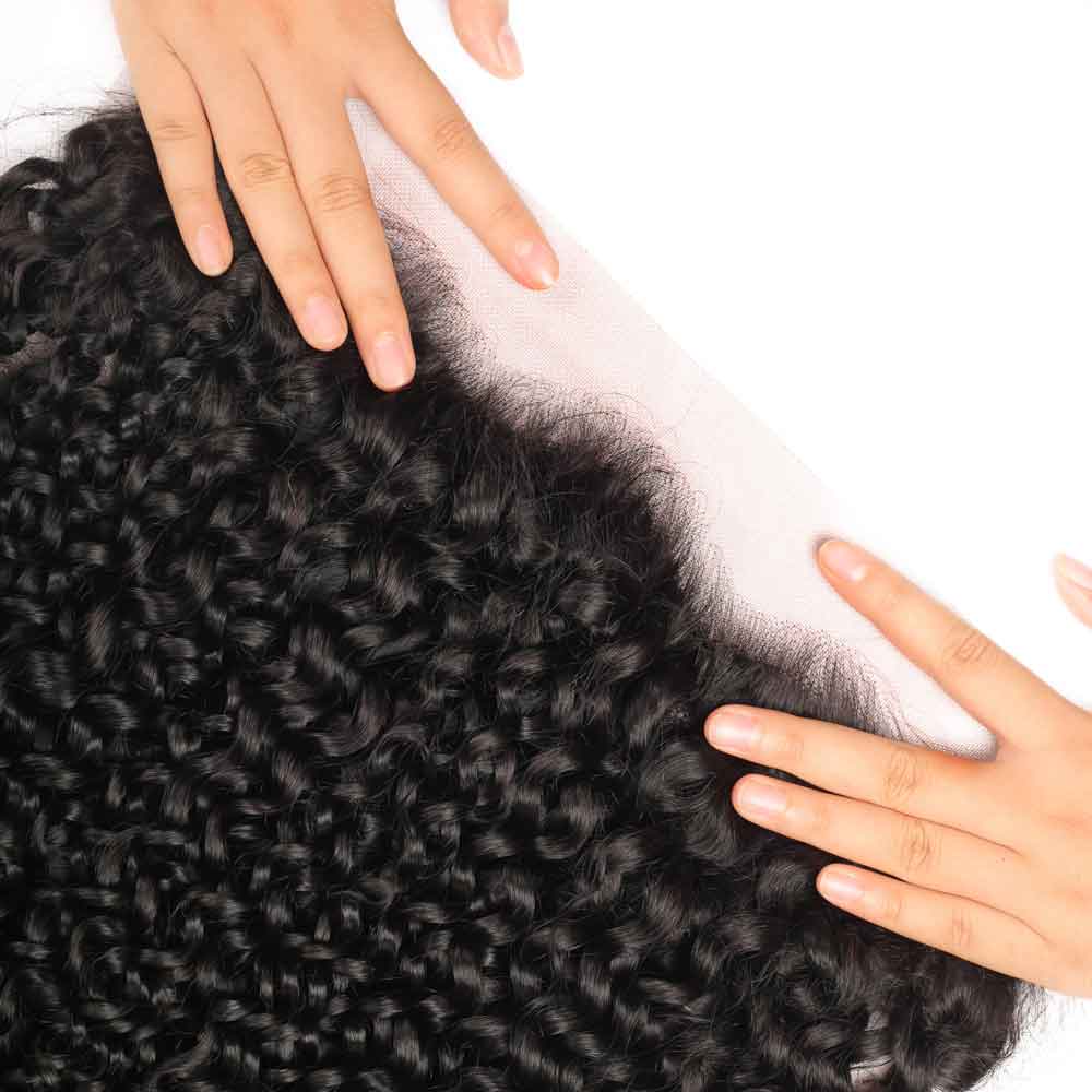 Beaudiva Virgin Remy Human Hair Kinky Curly Hair 4 Bundles With Lace Frontal Human Hair