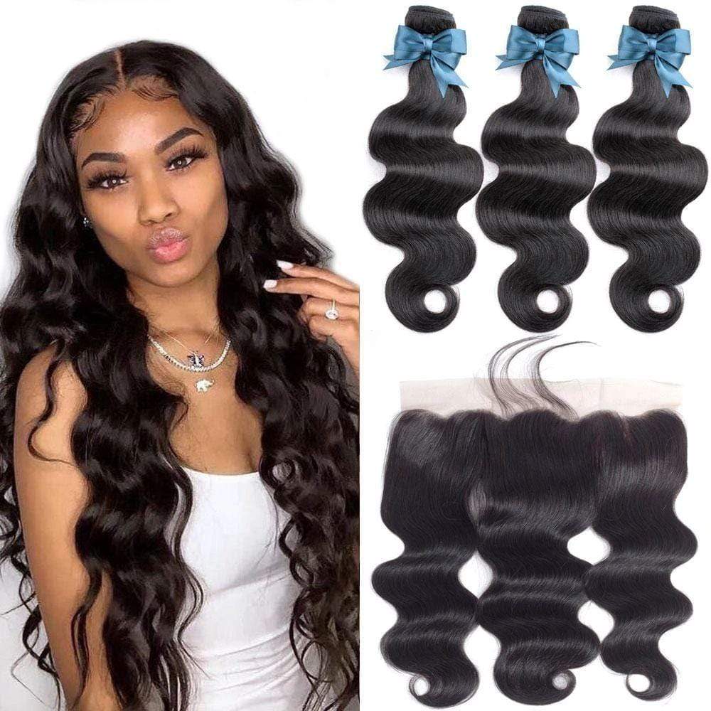 Beaudiva Body Wave 3 Bundles with Lace Frontal 100% Real Human Hair