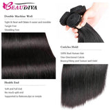 Beaudiva 10A Unprocessed Human Hair Bundles Straight Hair Weaves 4 Bundles With 4x4 Lace Closure