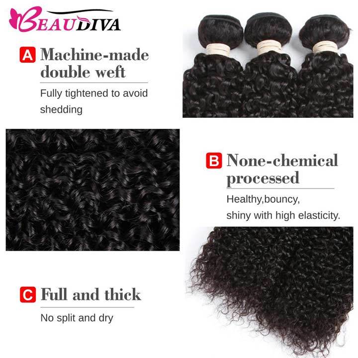 Beaudiva Hair Jerry Curly 4 Bundles Brazlian Virgin Unprocessed Hair