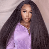 Beaudiva Kinky Straight Pre-Plucked Human Hair Wigs T Part Lace Front Wig Transparent Lace With Baby Hair