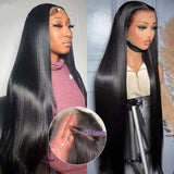 40 inches Long 13X4 HD Lace 200% Density Bone Straight Lace Frontal Wig Human Hair Wigs Long Lengths