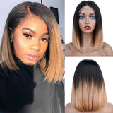 【Harly】Ombre T1B/27 Short Bob Wig 4x4x1 T Part Lace Bob Wig Brazilian Human Hair Lace Closure Wigs Factory Sale