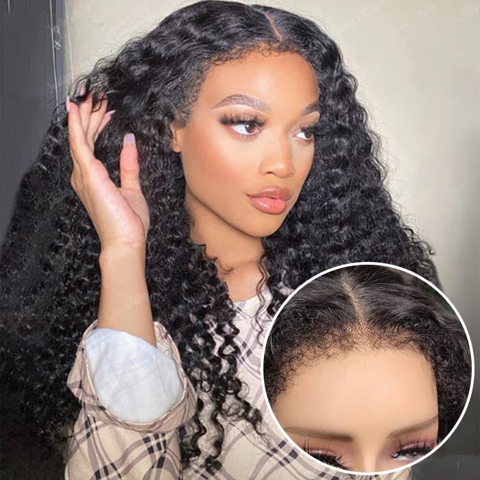 【Cora】BEAUDIVA Kinky Curly 4X4 Transparent Lace Wigs 180% Density Clear Lace Closure Wigs Pre Plucked with Baby Hair Soft and Smooth
