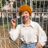 【Spice】Ginger Color Short Curly Bob Human Hair Wig Afro Kinky Curl Pixie Bob Wig BEAUDIVA