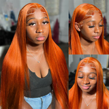 【Juice】Ginger Colored Bone Straight Style 13X4 Lace Frontal Wig 100% Human Hair Wig Pre Plucked