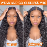 【Tata】 Real HD Glueless Water Wave 4X4 Lace Closure Wigs Human Hair Wig Pre Plucked with Baby Hair