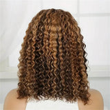 Beaudiva 4x4 Lace Closure Wigs BOB Human Hair Highlight P4/27 Color KInky Curly Wig