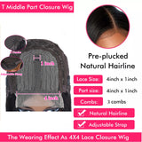 Beaudiva 4x1 T Part Lace Wigs Human Hair Bob Wig 100% Remy Human Hair