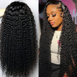 【June】30 inches 13X4 Kinky Curly Lace Frontal Wig Human Hair Wigs 16