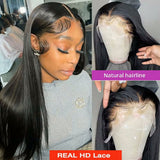 40 inches Long 13X4 HD Lace 200% Density Bone Straight Lace Frontal Wig Human Hair Wigs Long Lengths