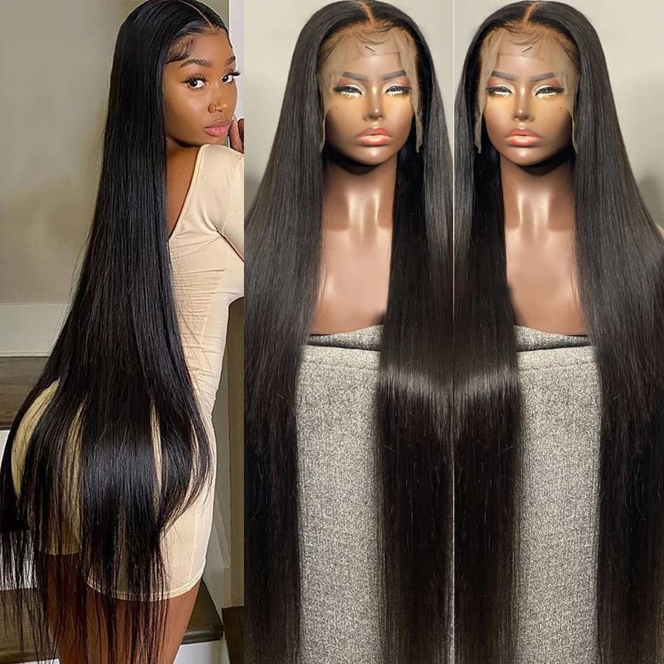 【God】40 inches Bone Straight 13X4 Lace Frontal Human Hair Wigs Pre Plucked With Baby Hair