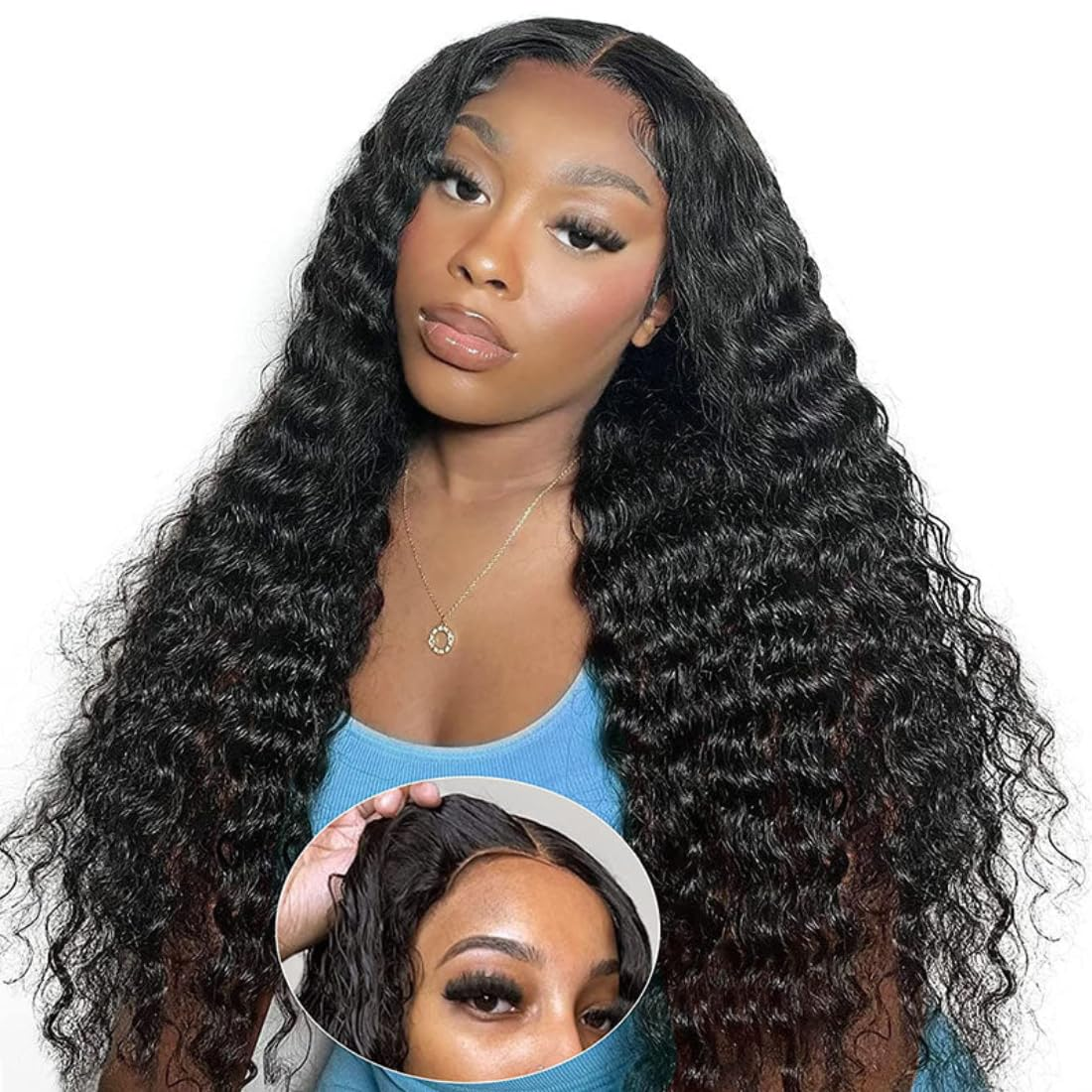 【Tata】 Real HD Glueless Water Wave 4X4 Lace Closure Wigs Human Hair Wig Pre Plucked with Baby Hair