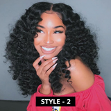 【【Demi】】Egg Curly 4X4 Lace Closure Wig Human Hair Wigs Transparent Lace Wig