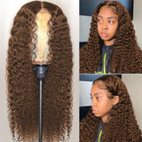 【Darling】Dark Brown 2# 4X4 Lace Closure Human Hair Wig Kinky Curly Texture