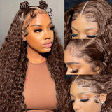 【Darling】Dark Brown 2# 4X4 Lace Closure Human Hair Wig Kinky Curly Texture