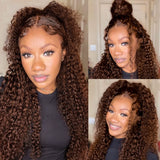 【Darling】Dark Brown 2# 4X4 Lace Closure Human Hair Wig Kinky Curly Texture