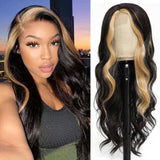 Beaudiva Body Wave Skunk Stripe 27#  4X4 Lace Closure Wig Pre Plucked Baby Hair Human Hair Wig