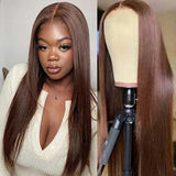 【Nova】TK16 : Chestnut Brown 4x4 Lace Closure Wig Straight Human Hair Wig Chocolate Brown 4# Beaudiva
