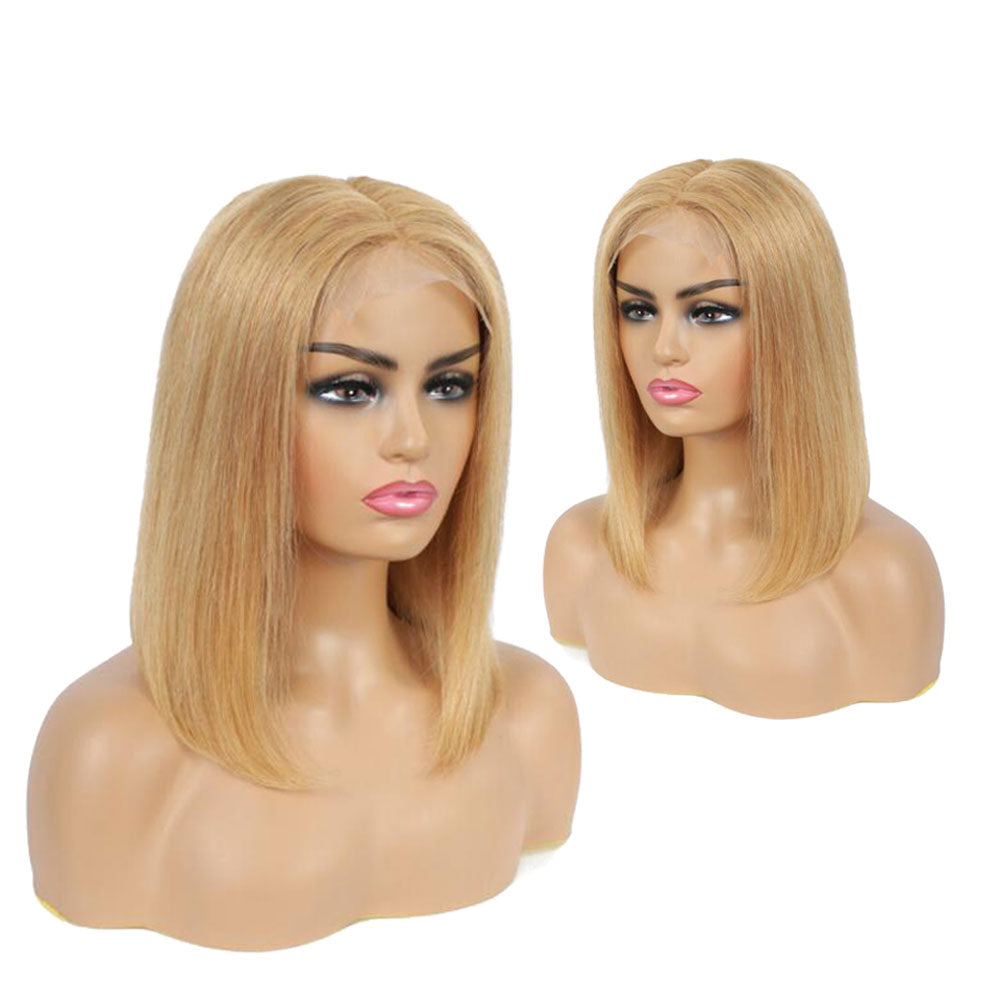 Beaudiva Honey Blonde Straight Bob Wig 13X4X1 Lace Front Wig Human Hair Wig