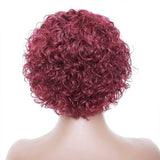 Beaudiva Bob Curly 99J Burgundy Pixie Cut Wig Human Hair Wig Lace Front Wig