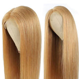 Tiktok Beaudiva 27# Honey Blonde Straight 4X4 Closure Wig Pre Plucked Baby Hair Human Hair Wig