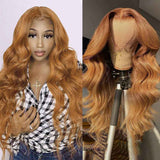 Beaudiva 27# Honey Blonde Body Wave 13X4X1 Lace Front Wig Human Hair Wigs Plucked Baby Hair