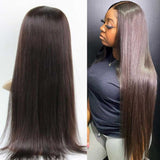 TK48 : Beaudiva Dark Brown 2# Straight 4x4 Lace Closure Wig Human Hair Wig
