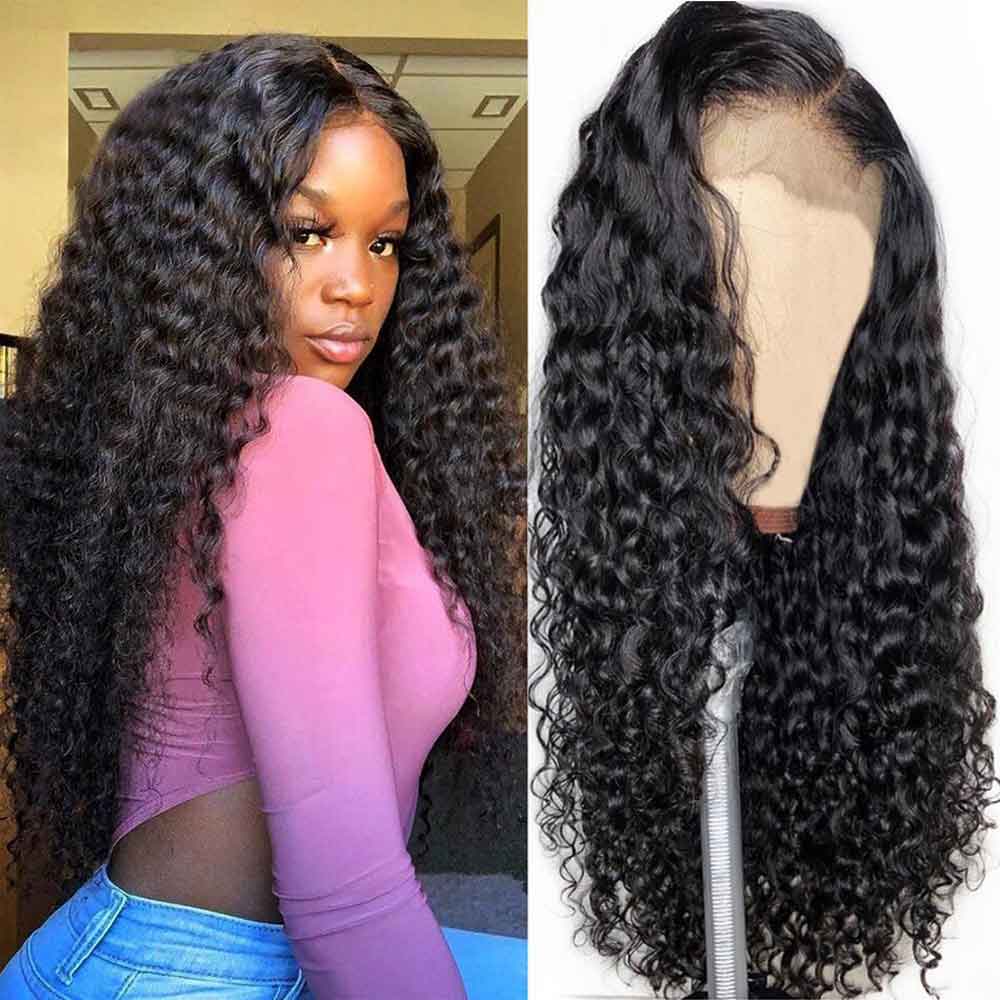 【May】TK36 : Water Wave 13X4 Lace Frontal Wigs Human Hair Wigs Transparent