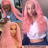 Beaudiva Pink Bundles With Frontal Straight Pink Hair Weave With Frontal