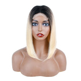 Beaudiva Straight TB 613 Lace Closure Short Bob Human Hair Wig Pixie Cut Wigs  150% Density Ombre Honey