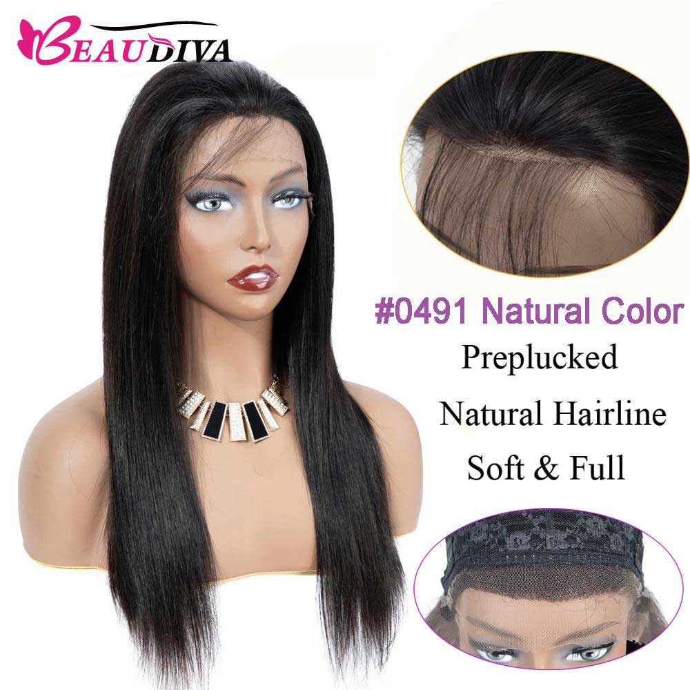 Beaudiva Bone Straight Lace Front Human Hair Wigs 13X1 Hairline Full Glueless Wig