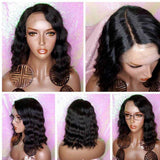 Tiktok Beaudiva Wavy T Part Bob Wigs Human Hair Wigs Pixie Cut Wigs 150% Density