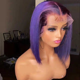 Beaudiva Bob Wig Straight  13X4X1 Lace Front Wig Human Hair Wig Purple Color