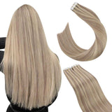 Beaudiva Tape In Hair Extension Human hair Straight Machine Remy Natural Seamless Skin Weft
