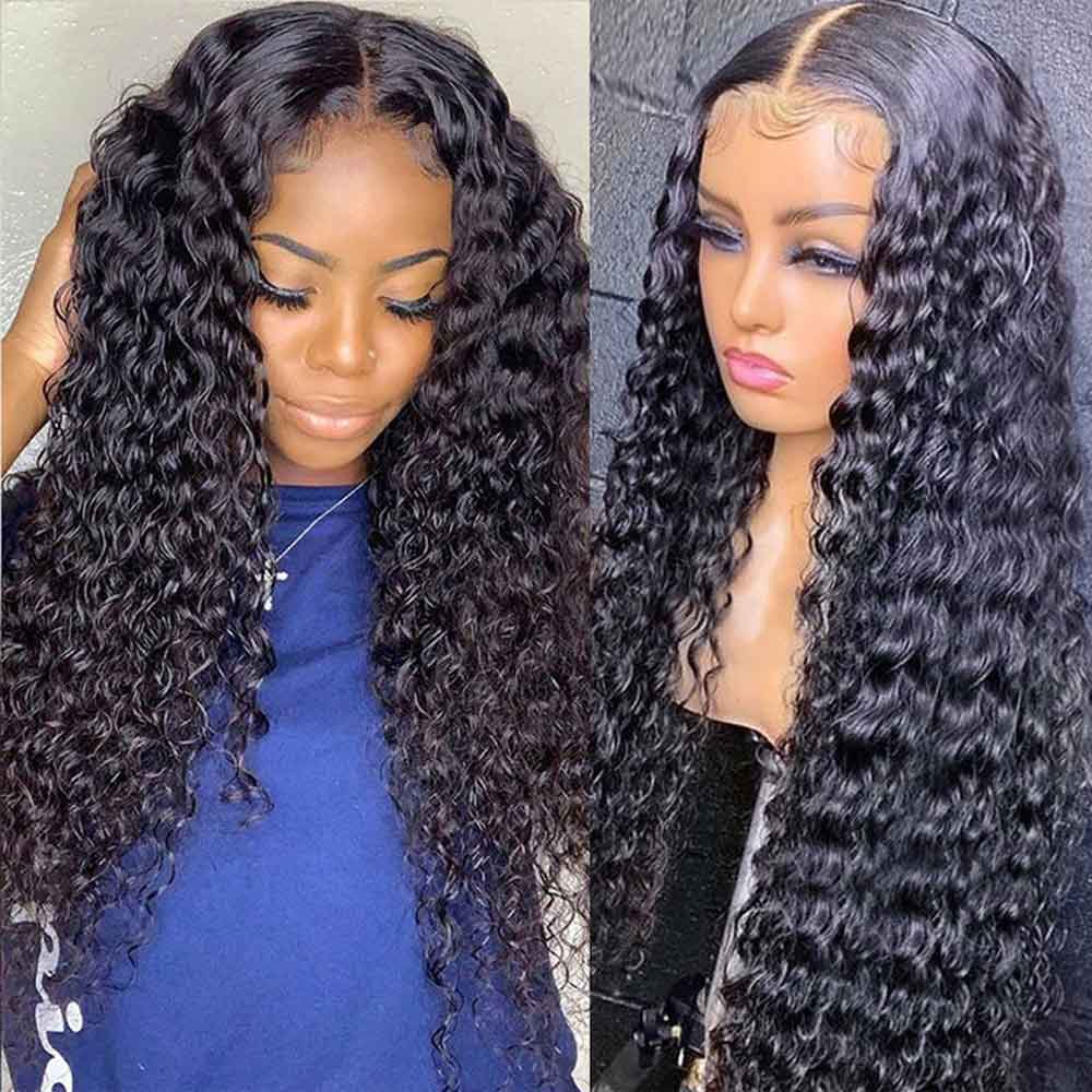 Beaudiva Deep Wave Human Hair Wigs Closure Wig  5x5 Lace Wig Pre Plucked Baby Hair
