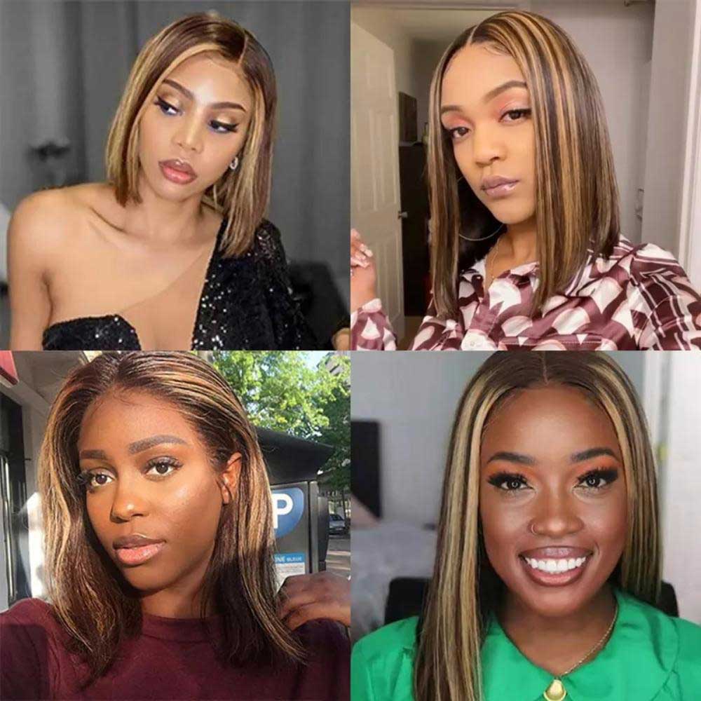 Tiktok Beaudiva Straight 13X4 Lace Front Bob Wig Highlight Lace Wig Human Hair Wigs