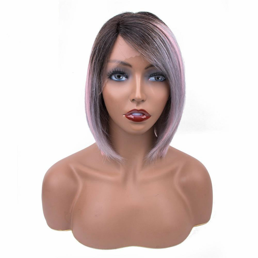 Beaudiva Straight Grey Short Bob Wig Lace Human Hair Wigs Pre Plucked Hairline