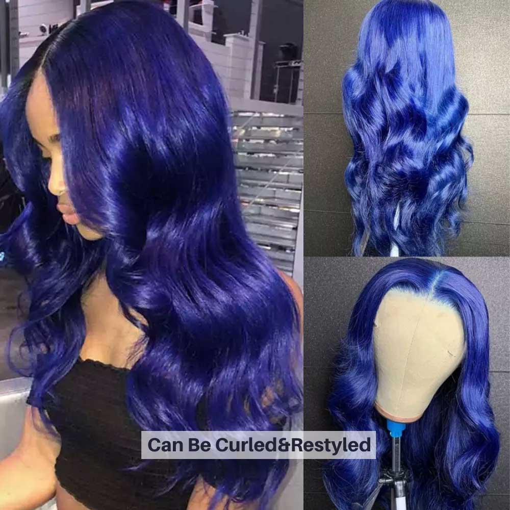 Beaudiva Blue Bundles With Closure Straight Blue Weave With Closure