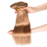 Beaudiva 27# Colored Hair 3 Bundles with Closure Straight Human Hair Bundles