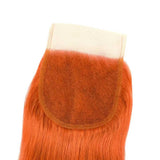 Beaudiva Ginger Orange Straight Human Hair Bundles with Closure Colored 3 Bundles with Lace Closure