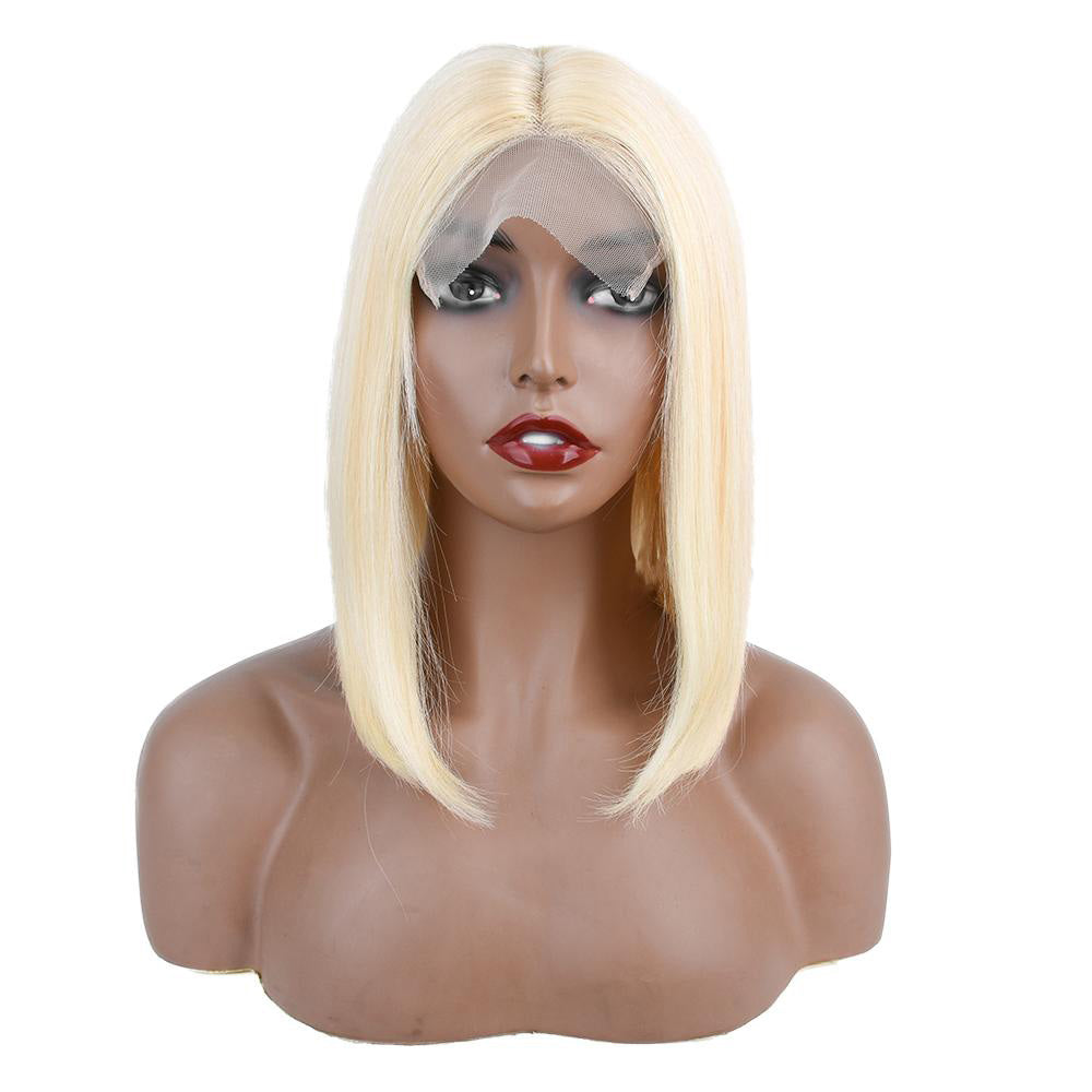 Beaudiva 613# Blonde Short Bob Human Hair Wig Straight Lace Closure Wigs