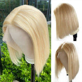 Beaudiva Straight Radiant Yellow Bob Wig Short 13x1 Lace Frontal Wigs Human Hair Pre Plucked