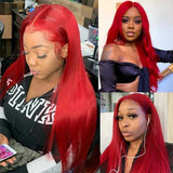 Beaudiva Red Frontal With 3 Bundles Straight Red Human Hair Extensions Colored